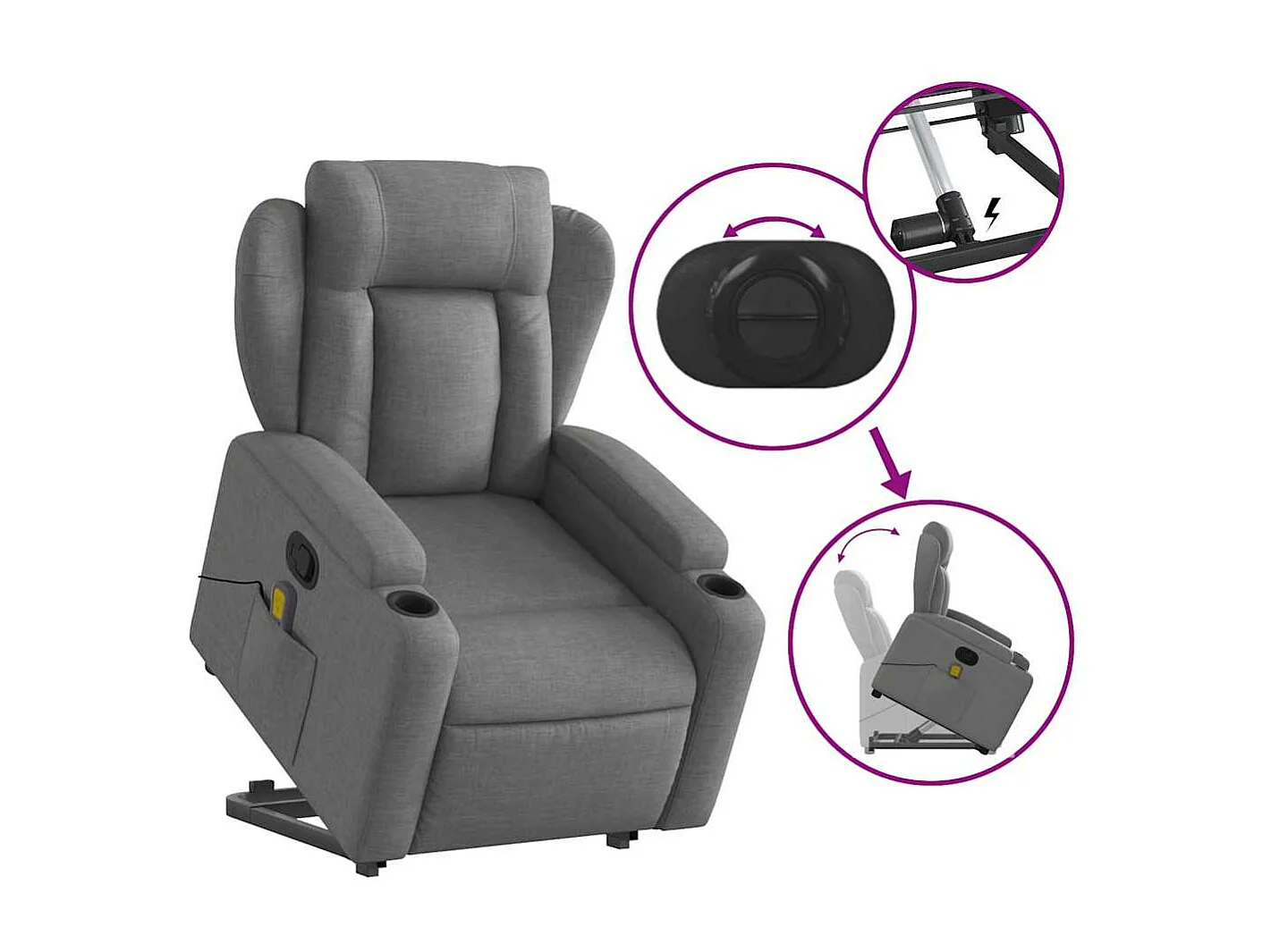 Fauteuil massant inclinable Gris foncé Tissu