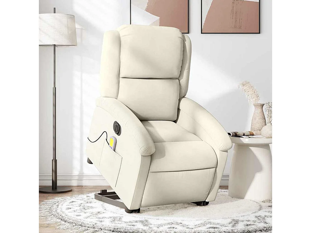 Fauteuil inclinable massant électrique crème velours
