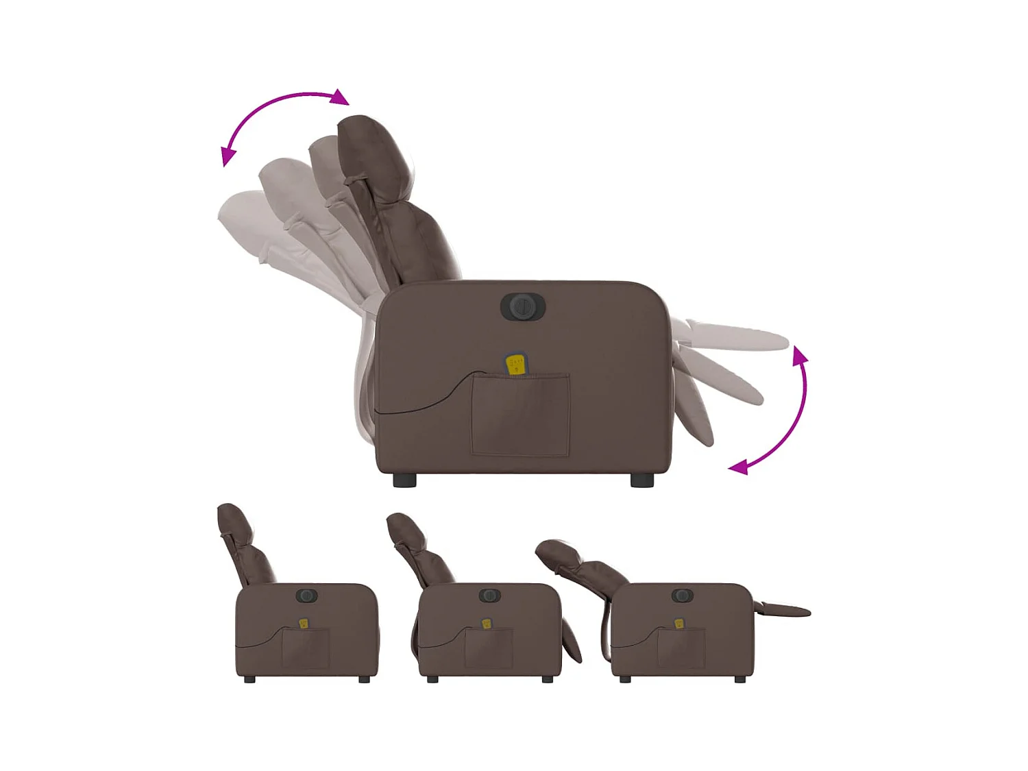 Fauteuil massant inclinable électrique marron similicuir