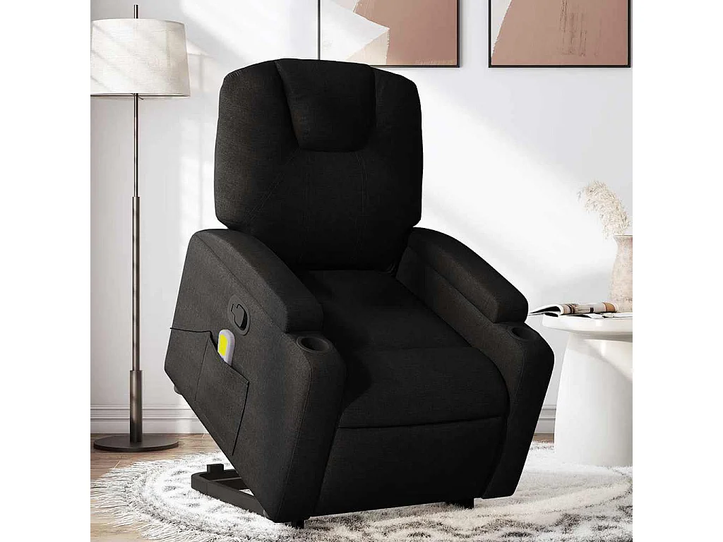 Fauteuil massant inclinable Noir Tissu