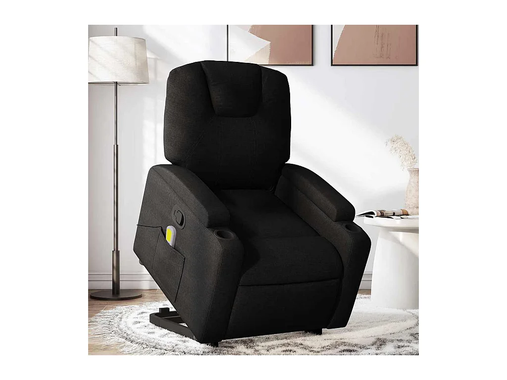 Fauteuil massant inclinable Noir Tissu