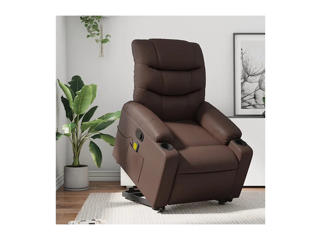 Fauteuil inclinable massant Marron Similicuir