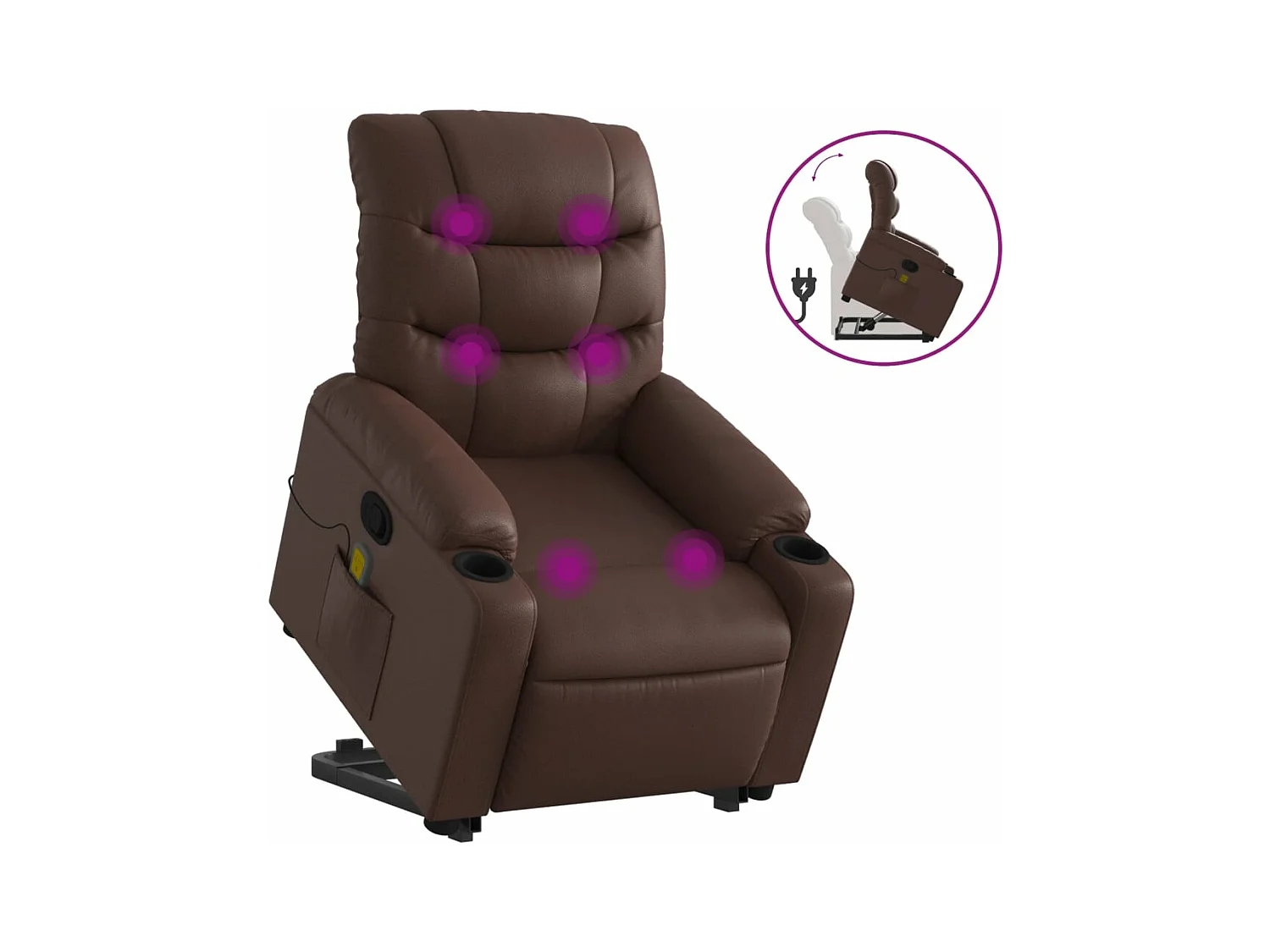 Fauteuil inclinable massant Marron Similicuir