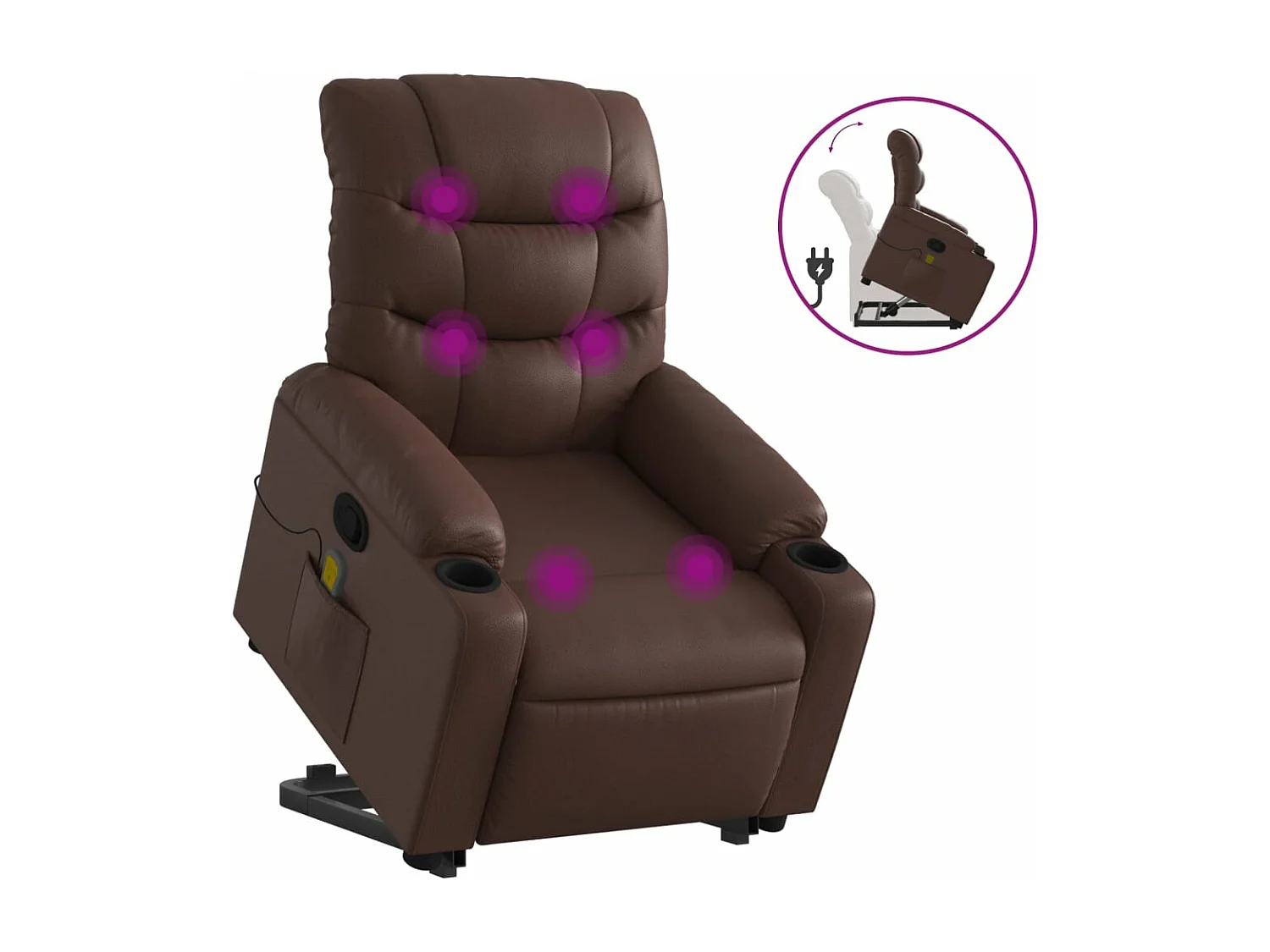 Fauteuil inclinable massant Marron Similicuir