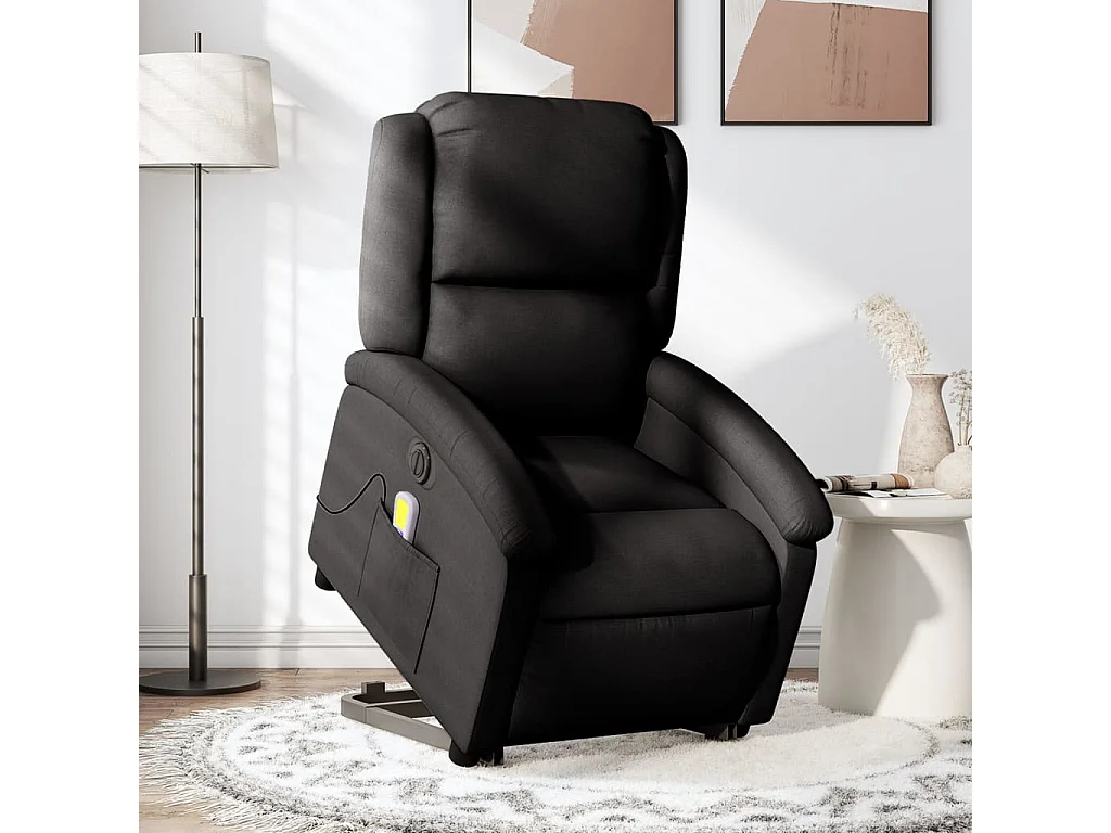 Fauteuil inclinable massant électrique Noir Tissu