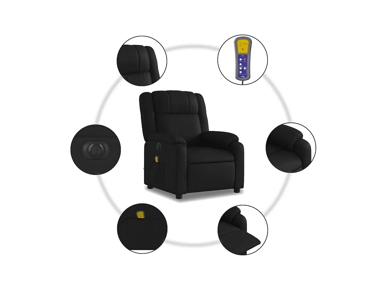 Fauteuil massant inclinable électrique noir similicuir