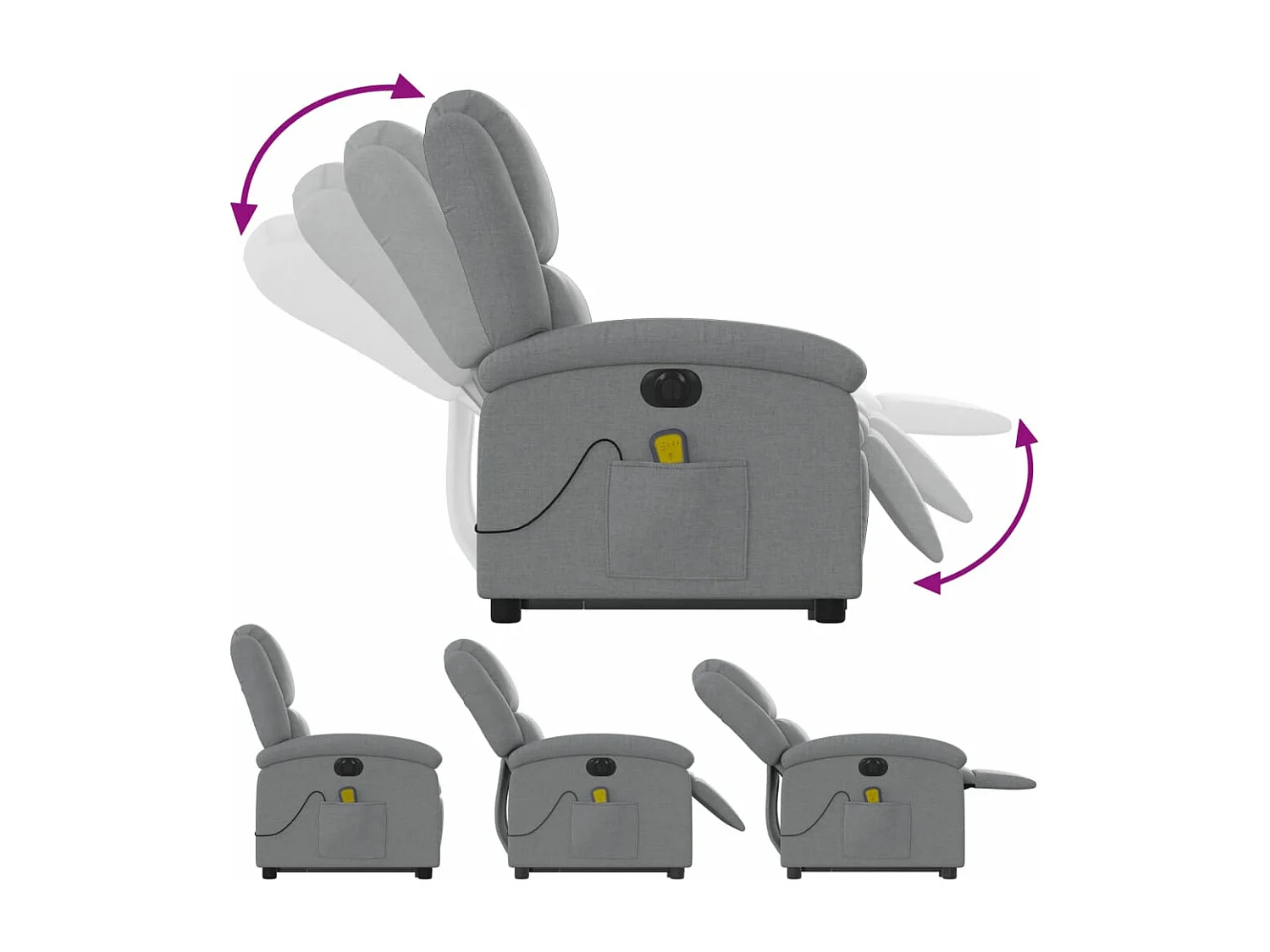 Fauteuil inclinable massant électrique Gris clair Tissu