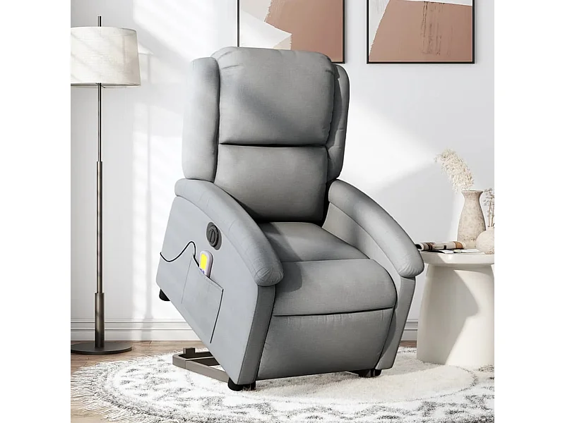 Fauteuil inclinable massant électrique Gris clair Tissu