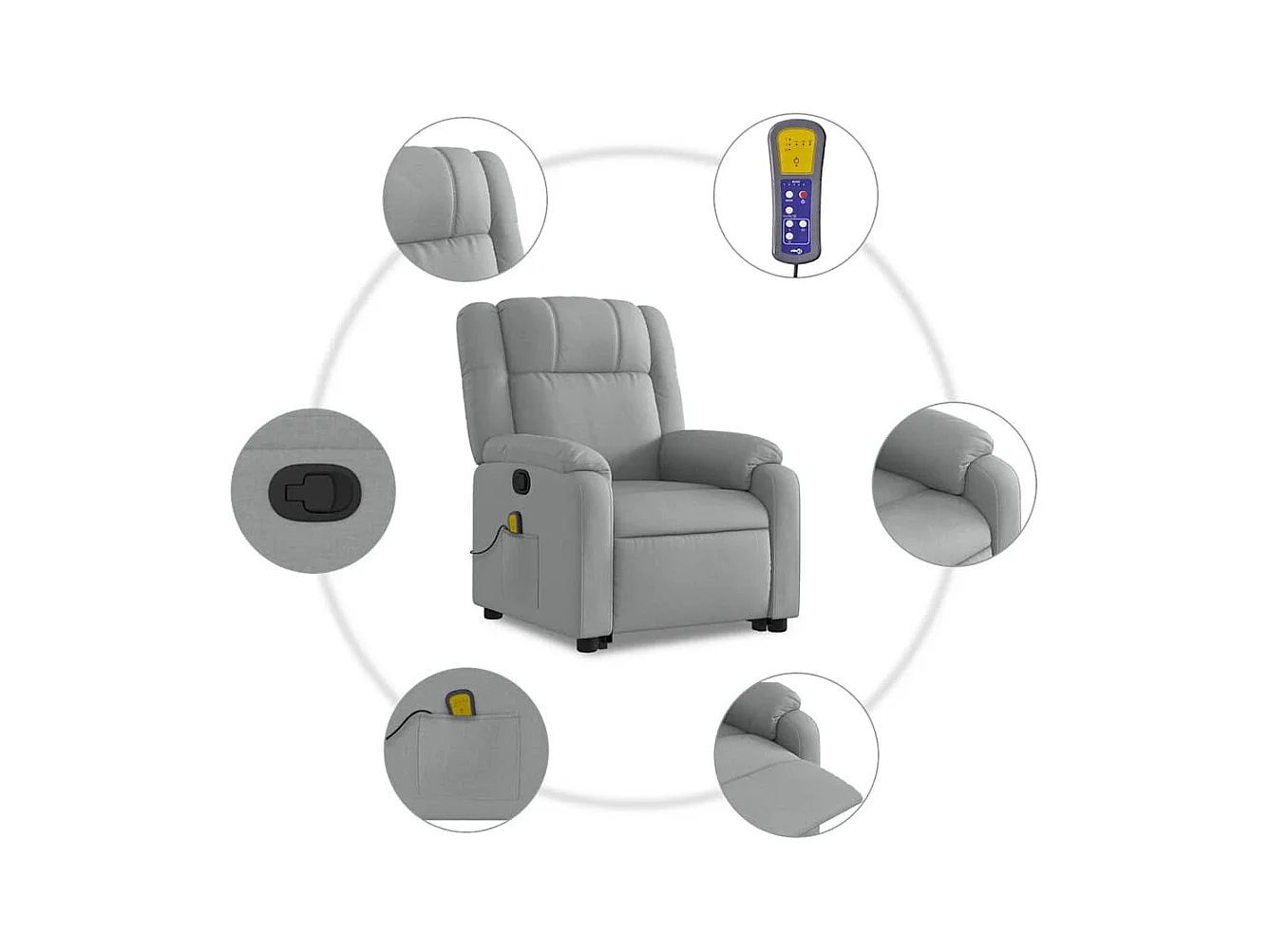 Fauteuil massant inclinable Gris clair Tissu