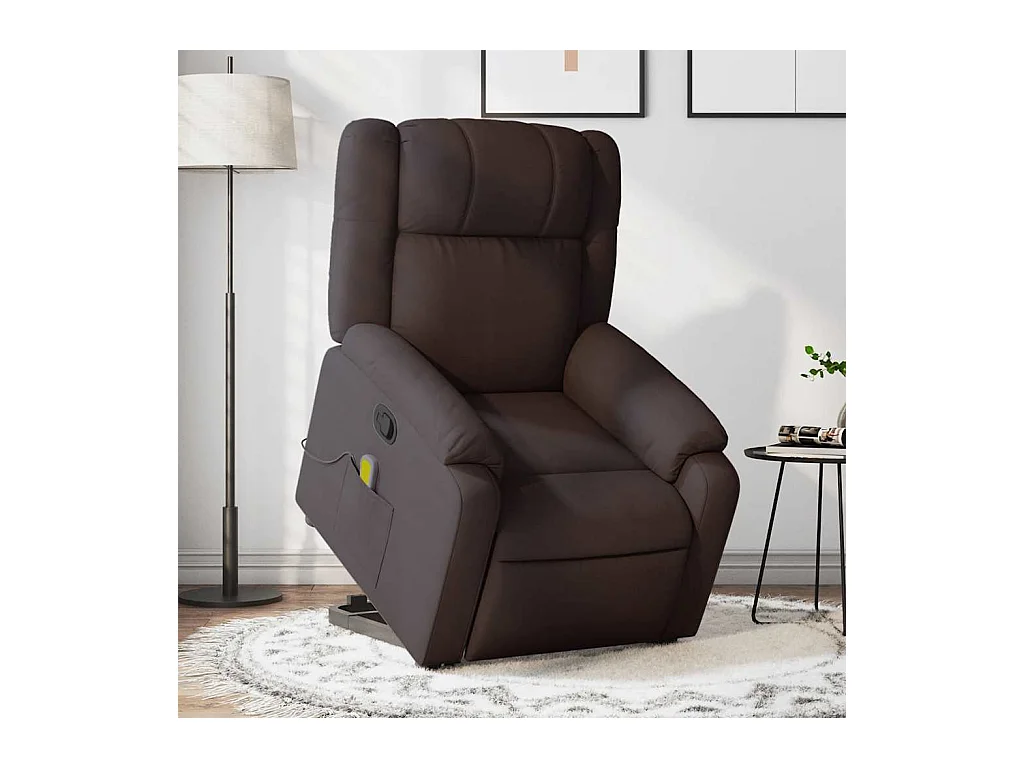Fauteuil inclinable massant Marron foncé Tissu