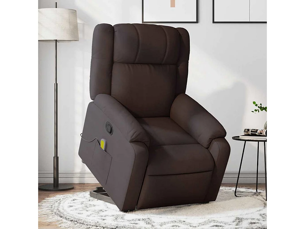 Fauteuil inclinable massant Marron foncé Tissu