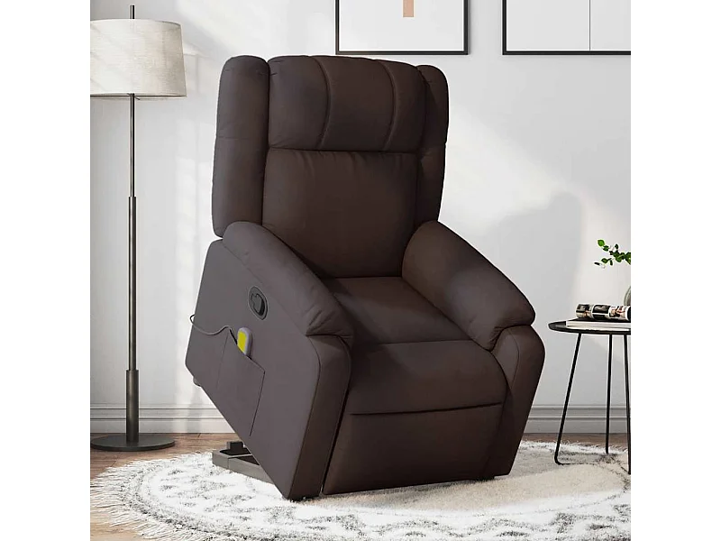 Fauteuil inclinable massant Marron foncé Tissu