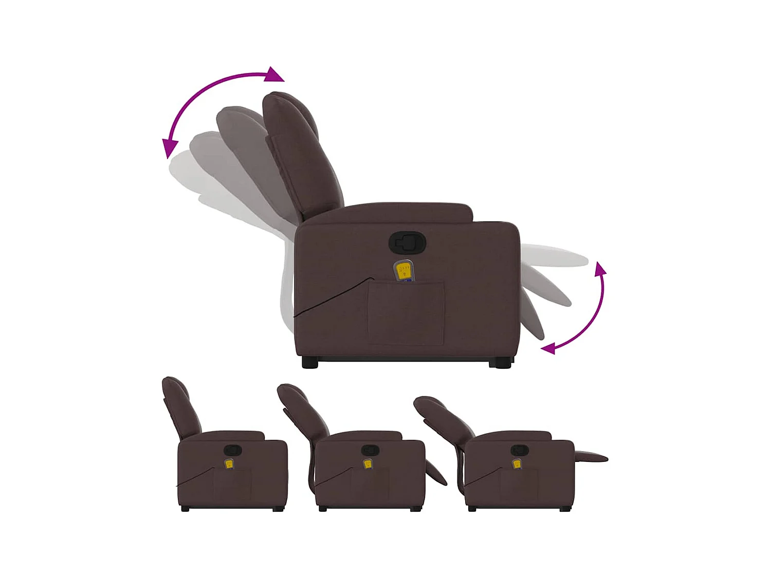 Fauteuil inclinable massant Marron foncé Tissu