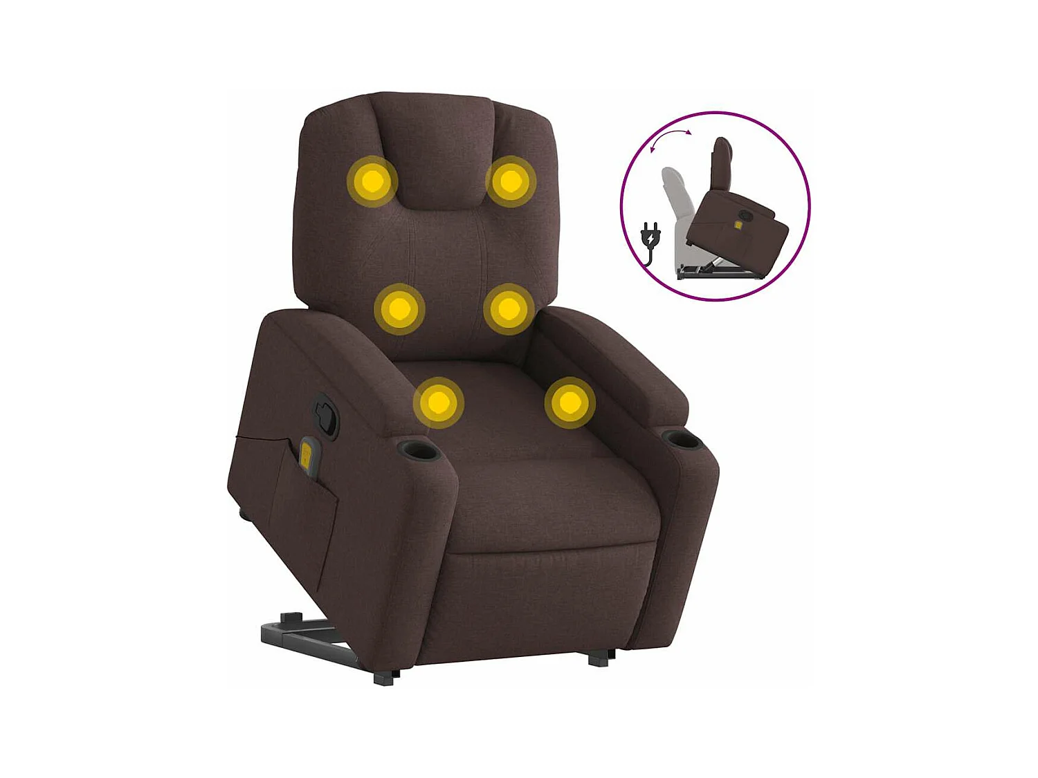 Fauteuil inclinable massant Marron foncé Tissu