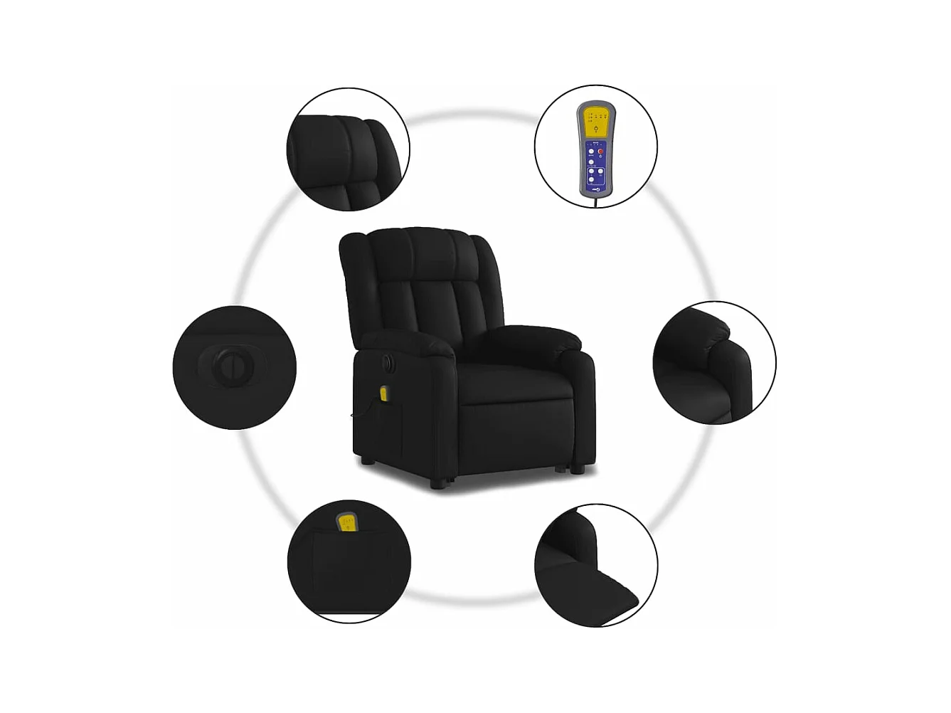 Fauteuil inclinable massant électrique noir similicuir