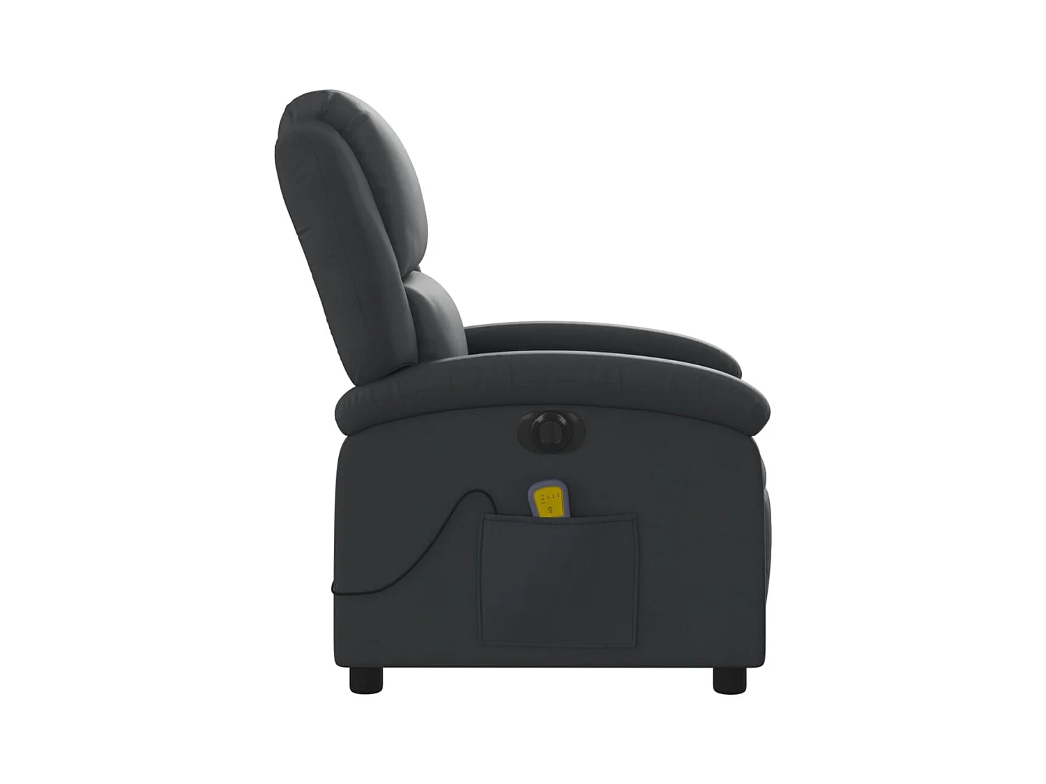 Fauteuil massant inclinable électrique noir cuir véritable