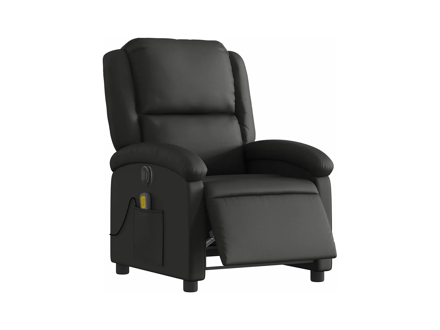 Fauteuil massant inclinable électrique noir cuir véritable