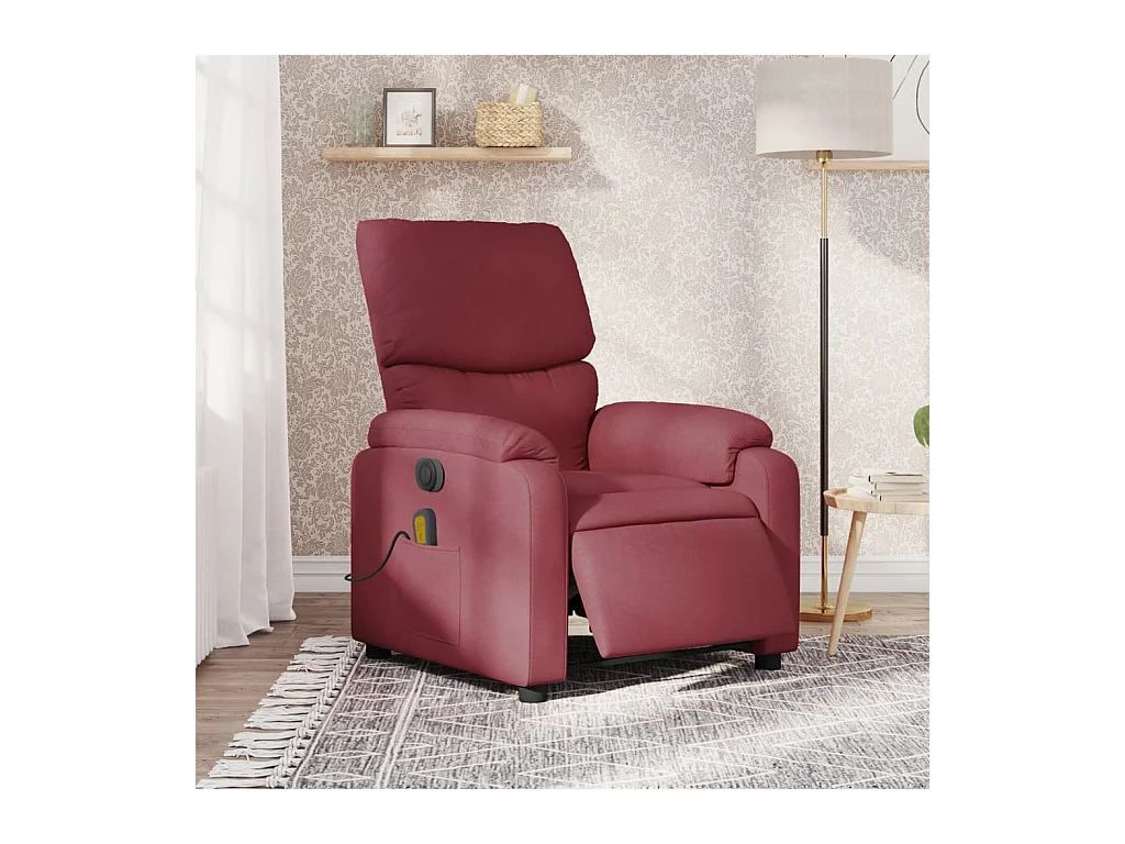 Fauteuil massant inclinable électrique Rouge bordeaux Tissu