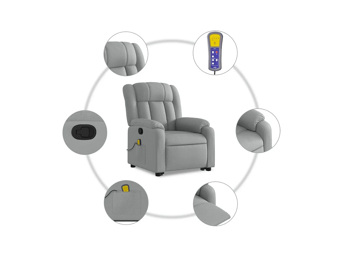 Fauteuil massant inclinable Gris clair Tissu