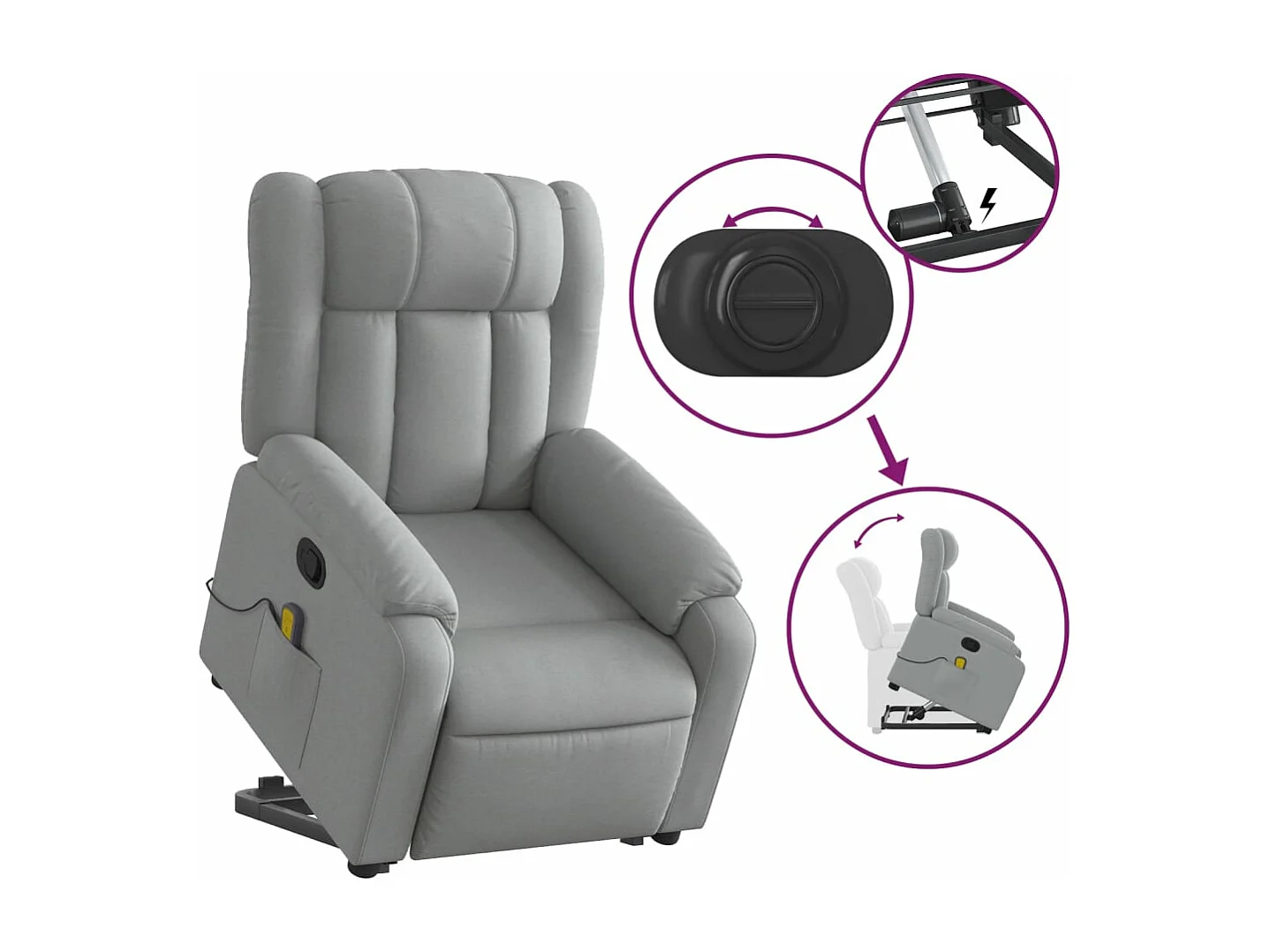 Fauteuil massant inclinable Gris clair Tissu