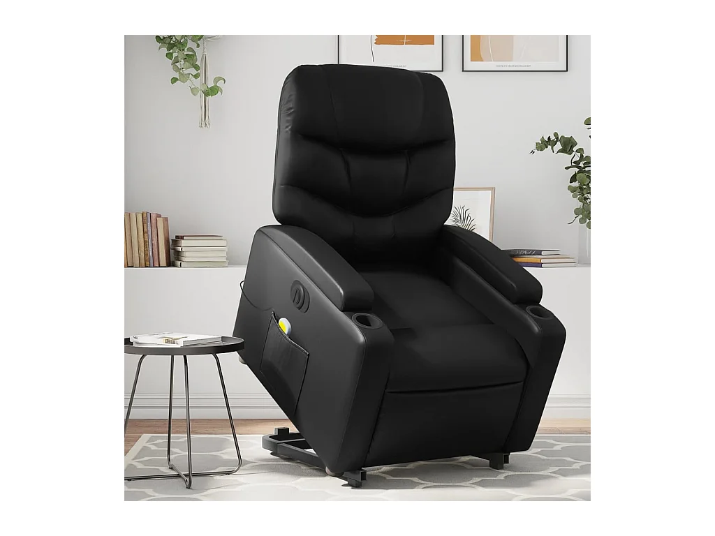 Fauteuil inclinable massant électrique noir similicuir