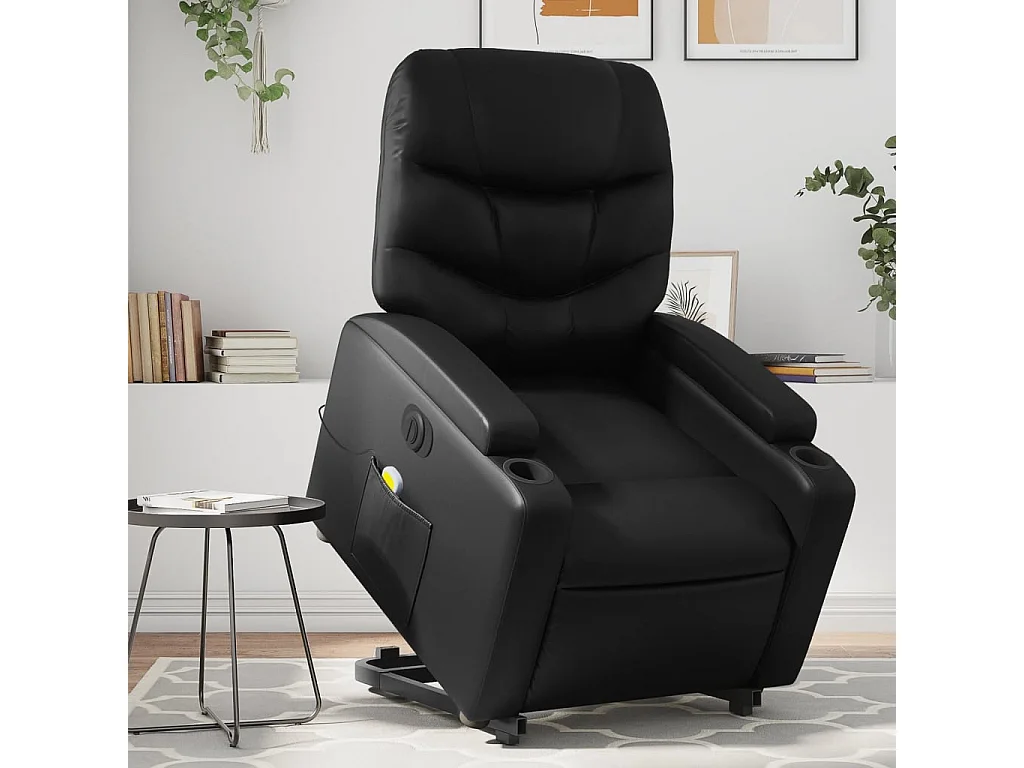 Fauteuil inclinable massant électrique noir similicuir