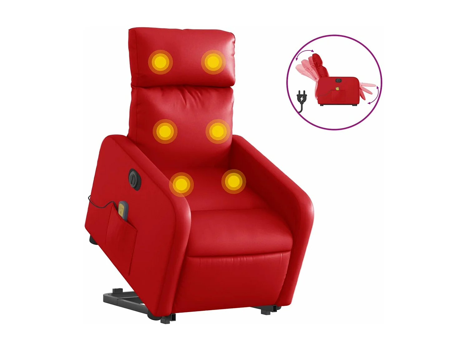 Sta-op-massagestoel elektrisch kunstleer rood