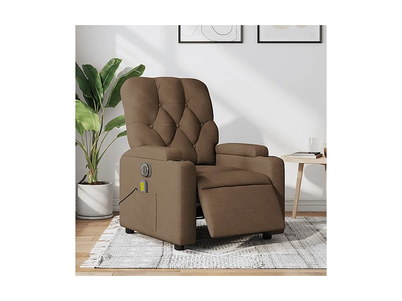 Fauteuil inclinable massant électrique marron tissu