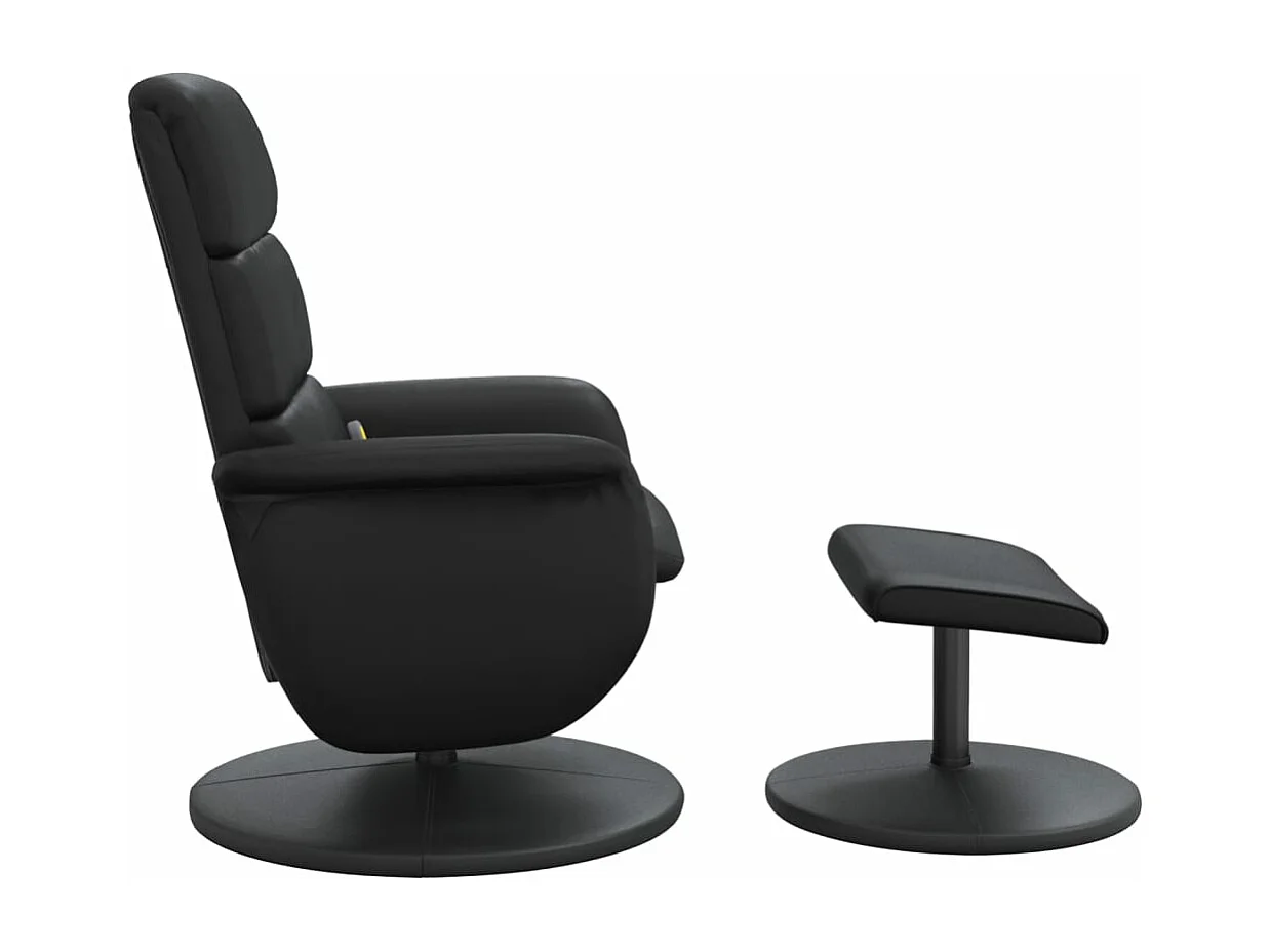 Fauteuil inclinable massant avec repose-pied noir similicuir