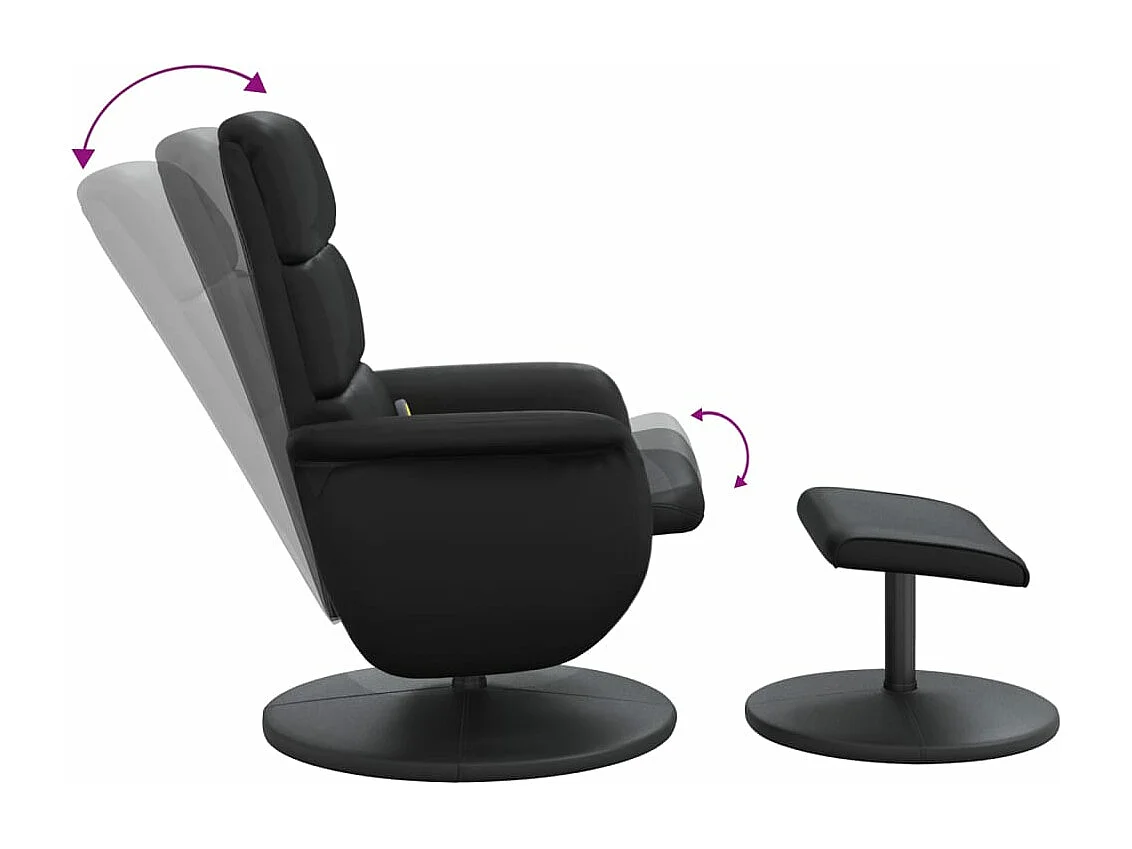 Fauteuil inclinable massant avec repose-pied noir similicuir