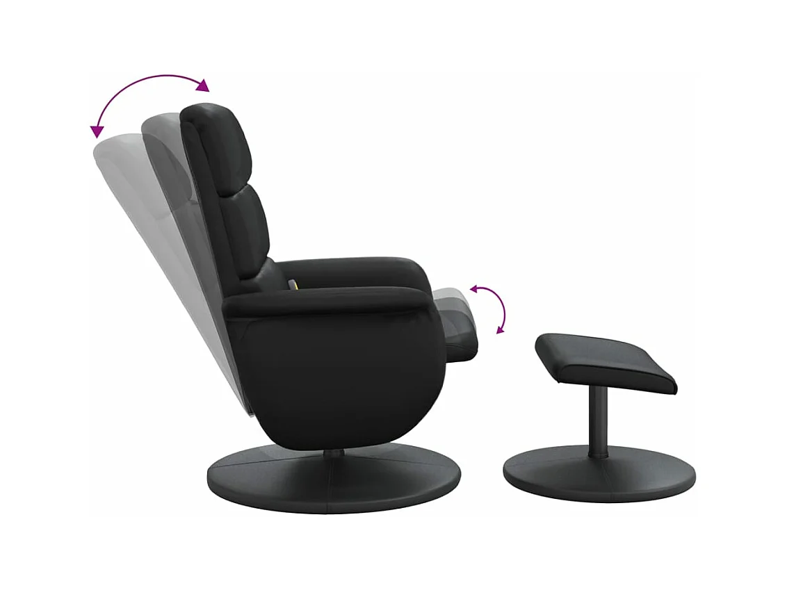Fauteuil inclinable massant avec repose-pied noir similicuir