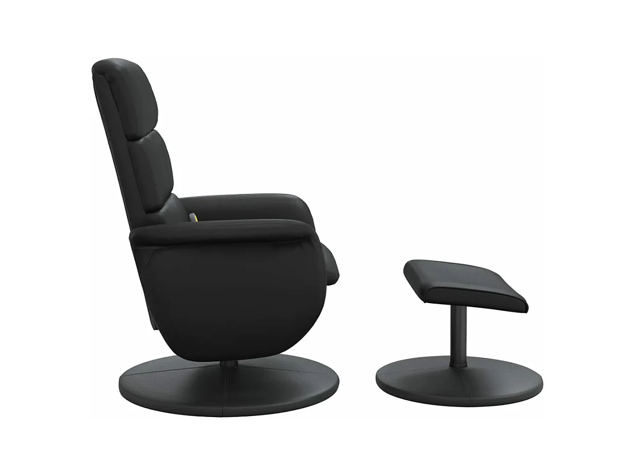 Fauteuil inclinable massant avec repose-pied noir similicuir