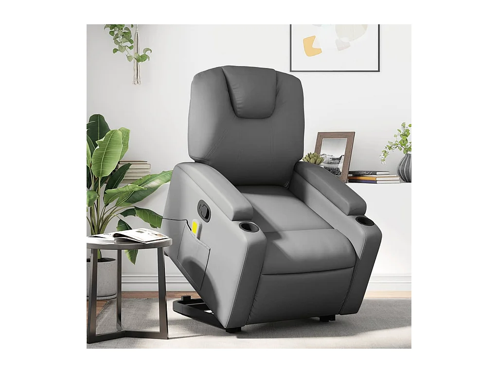 Fauteuil inclinable massant Gris Similicuir