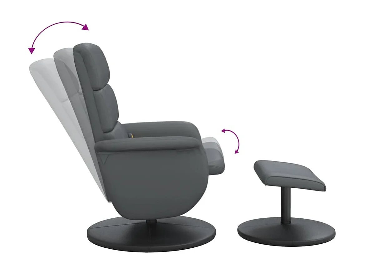 Fauteuil inclinable massant avec repose-pied gris similicuir
