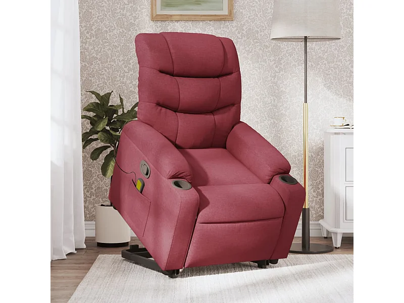 Poltrona de massagens reclin. elevatória tecido vermelho tinto