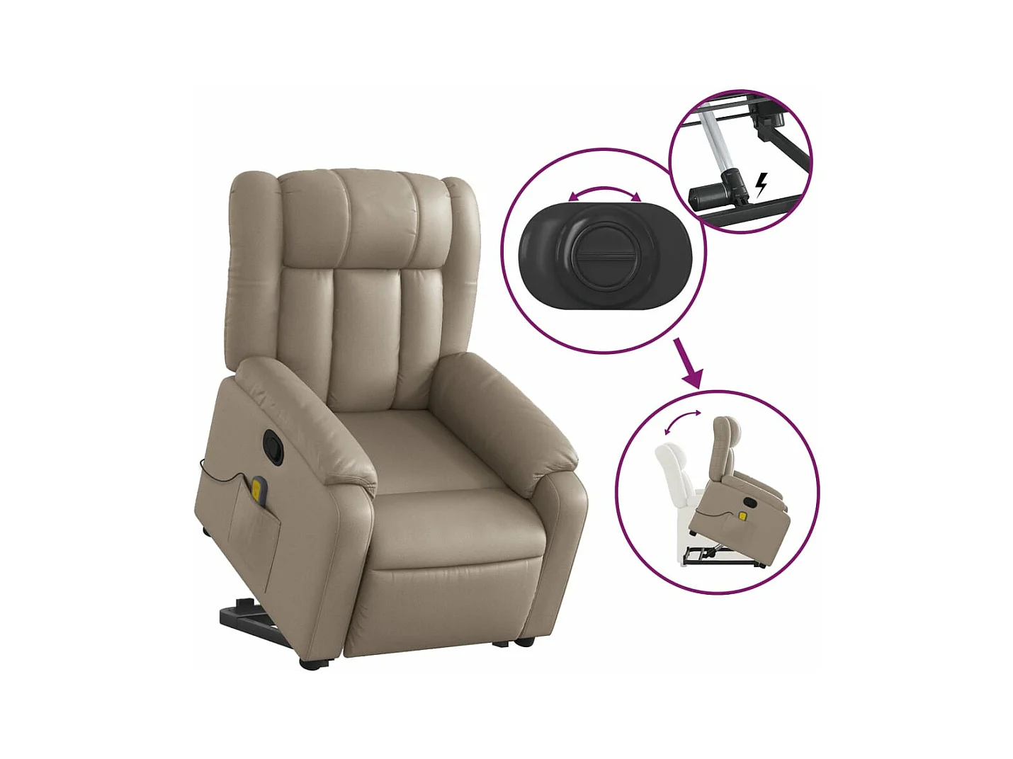 Fauteuil inclinable massant Cappuccino Similicuir