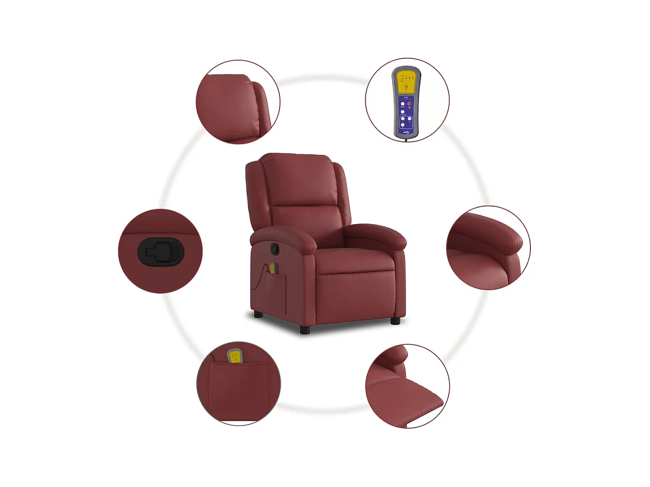 Fauteuil massant inclinable Rouge bordeaux Similicuir