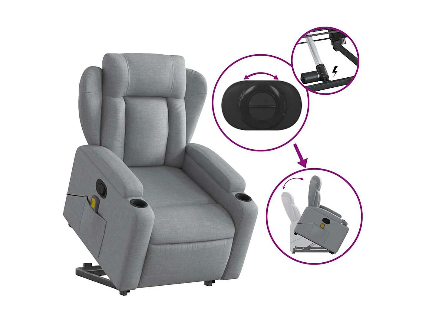 Fauteuil massant inclinable Gris clair Tissu