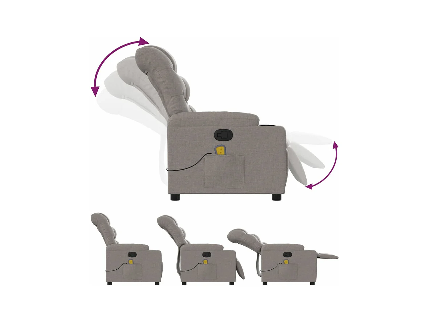 Fauteuil massant inclinable Taupe Tissu