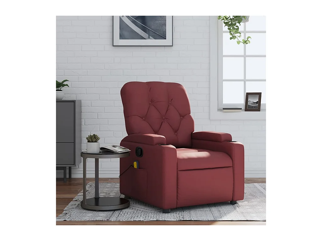 Fauteuil massant inclinable Rouge bordeaux Similicuir