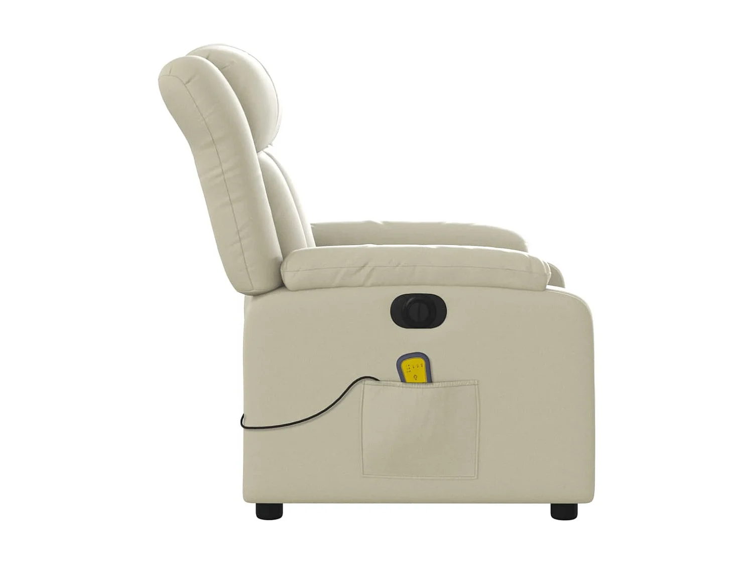 Fauteuil massant inclinable électrique crème similicuir