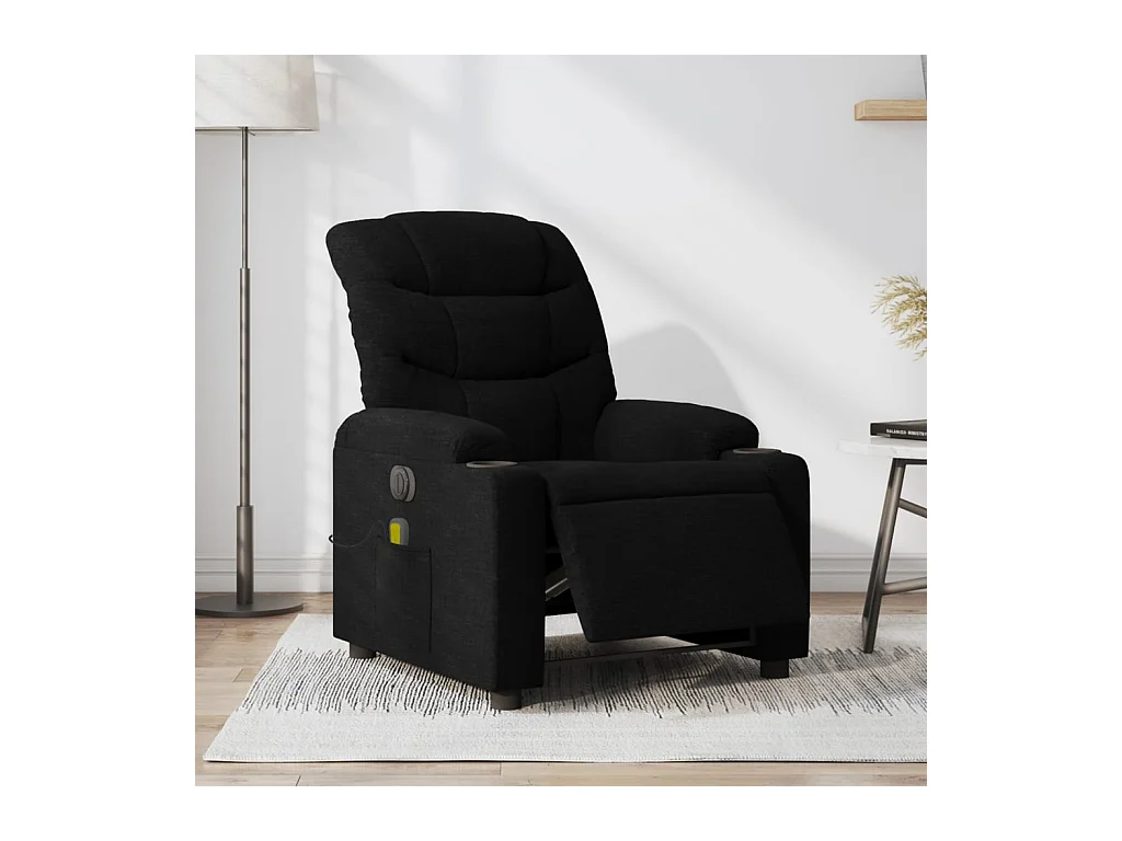 Fauteuil massant inclinable électrique Noir Tissu
