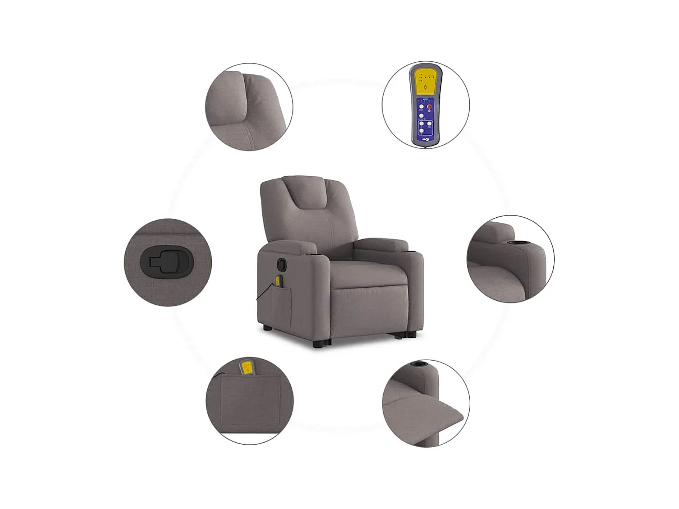 Fauteuil inclinable massant Taupe Tissu
