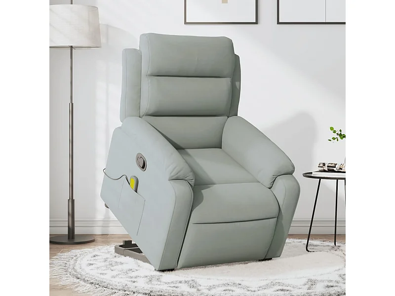 Sillón reclinable de masaje elevable terciopelo gris claro