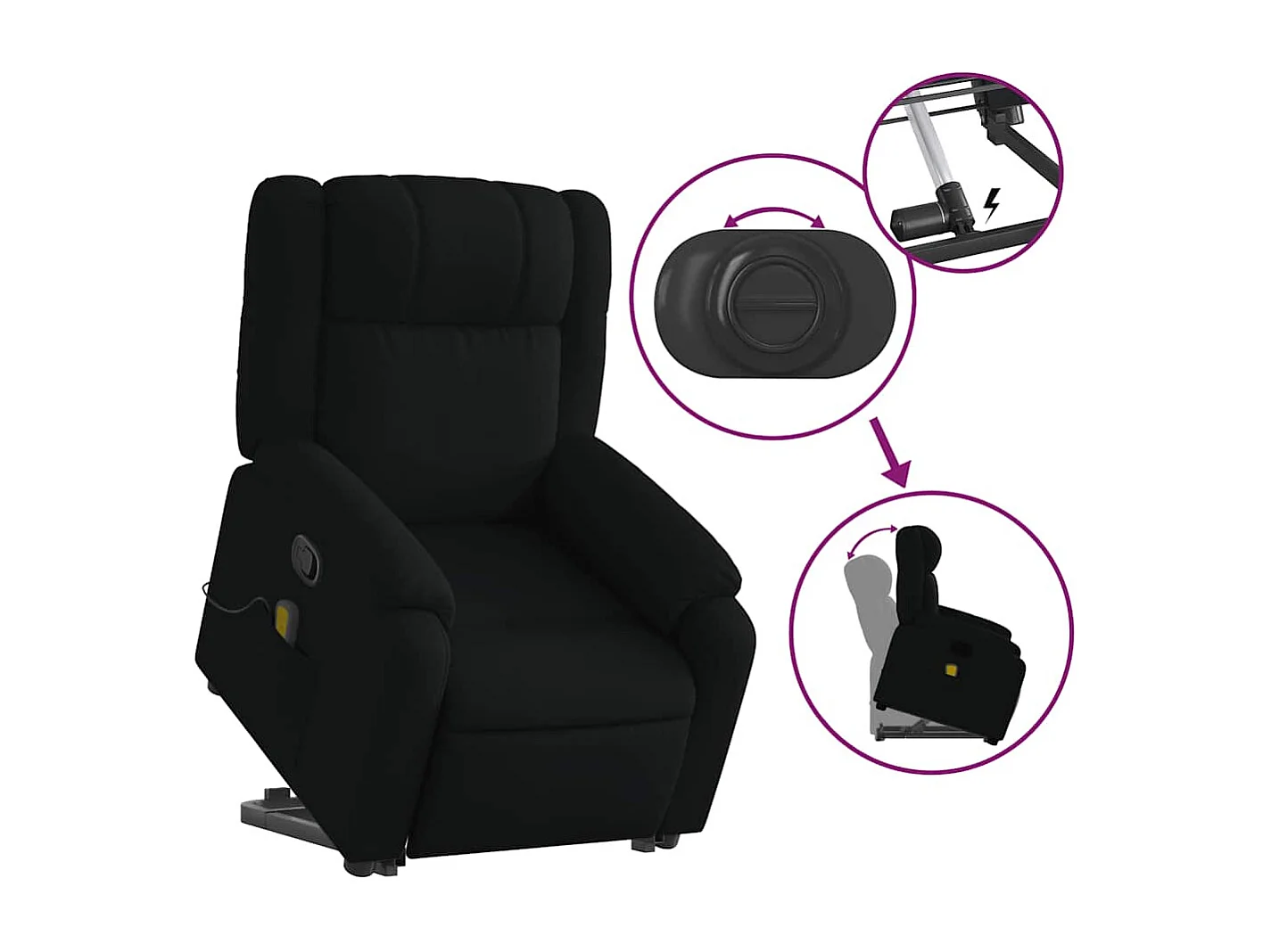 Fauteuil massant inclinable Noir Tissu