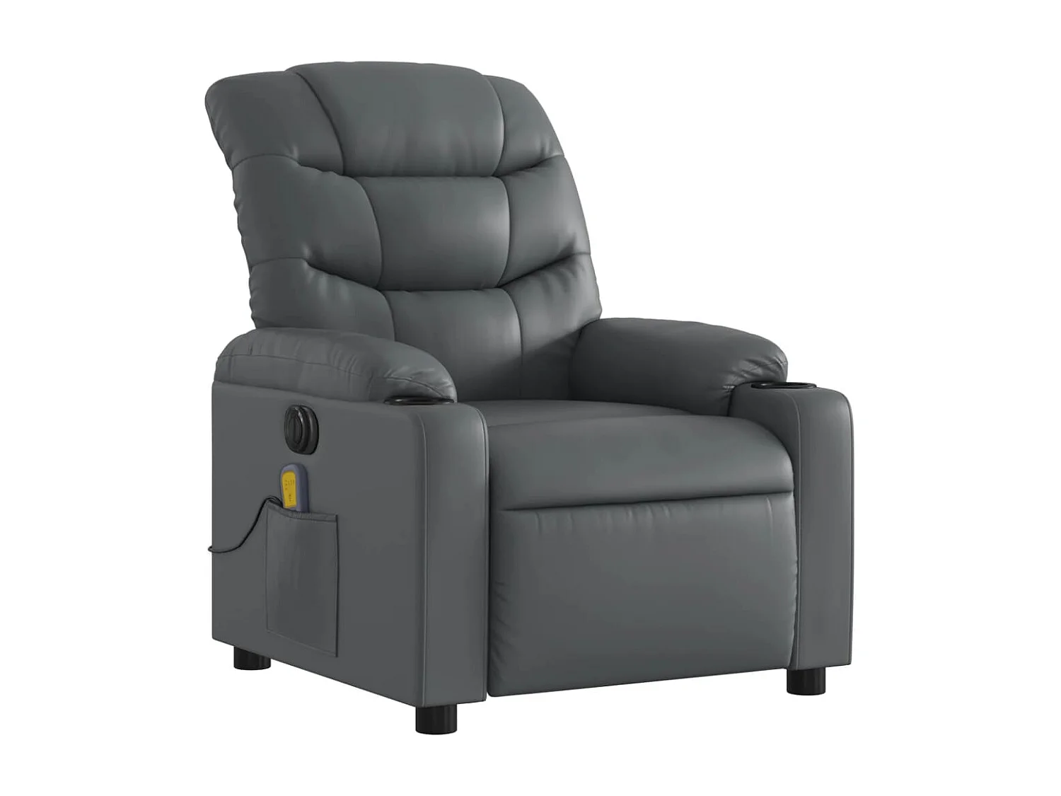 Fauteuil massant inclinable électrique gris similicuir