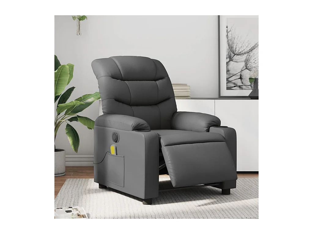Fauteuil massant inclinable électrique gris similicuir