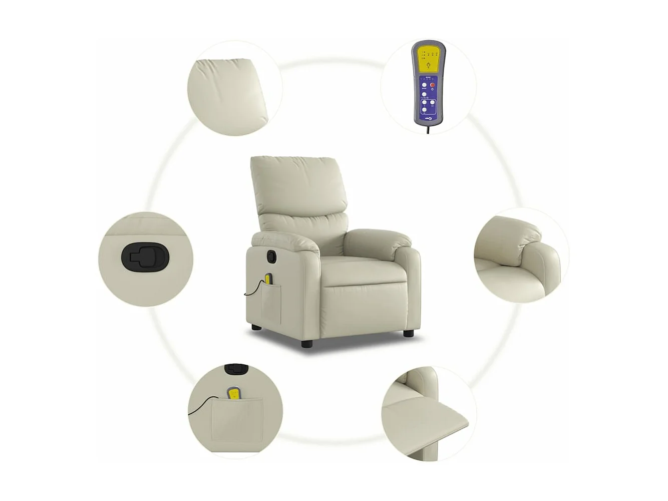 Massagestoel verstelbaar kunstleer crème