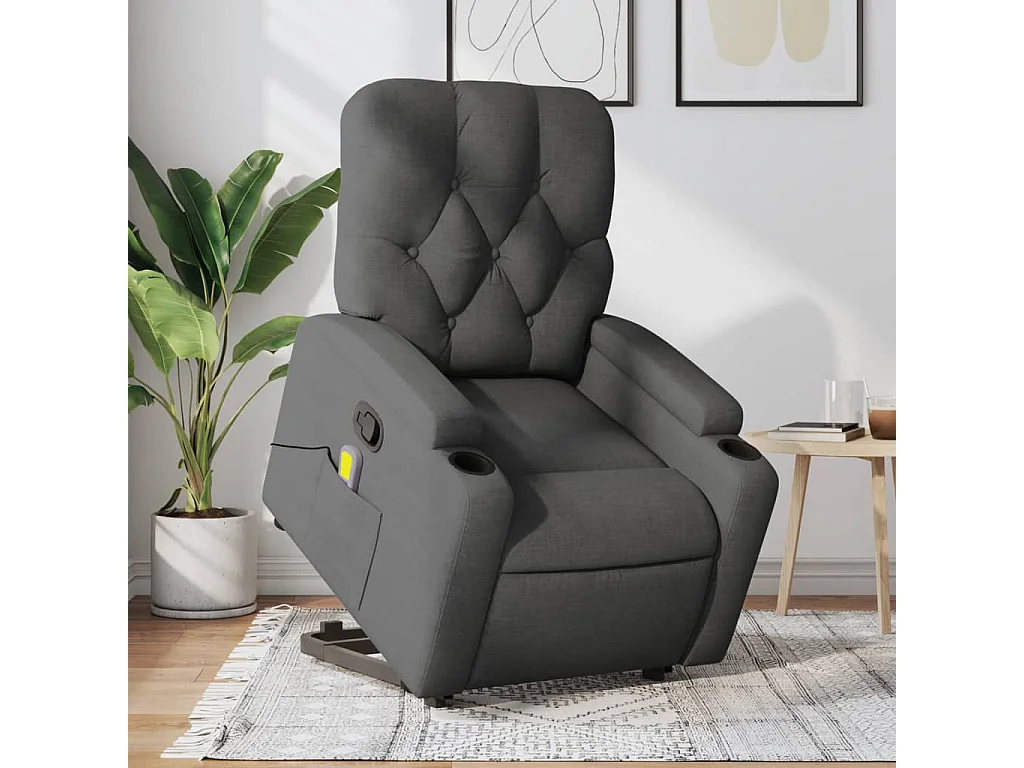 Fauteuil massant inclinable Gris foncé Tissu