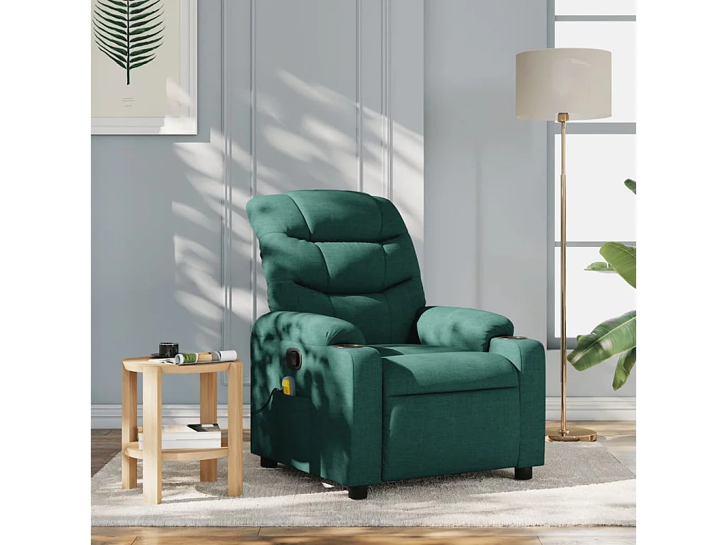 Fauteuil massant inclinable Vert foncé Tissu